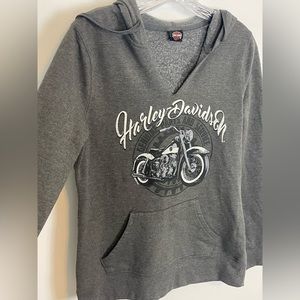 Harley-Davidson Gray Hoodie with Motorcycle Graphic